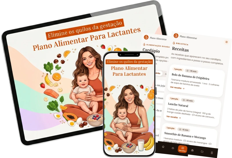 Mockup do tablet e celular exibindo o Plano Alimentar Para Lactantes