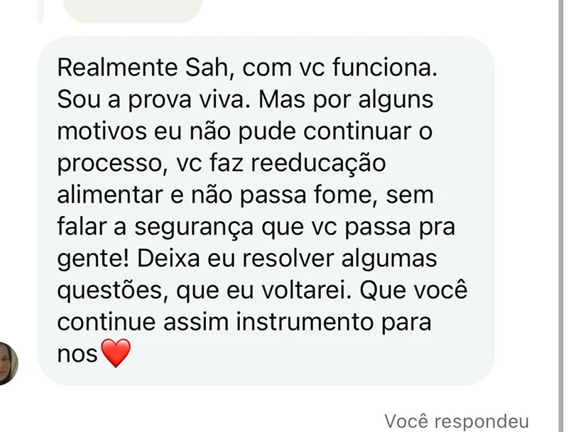 Print real de depoimento de paciente